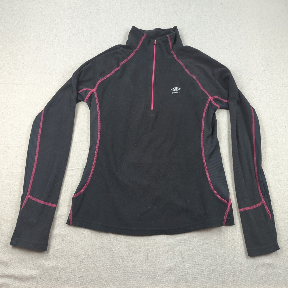 Umbro Sweatshirt Womens Large Black Fleece 1/4 Zip